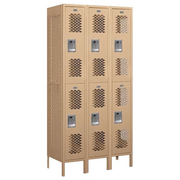 Salsbury Industries Wardrobe Locker, Tan, Ventilated, 2 Tiers 72368TN-U